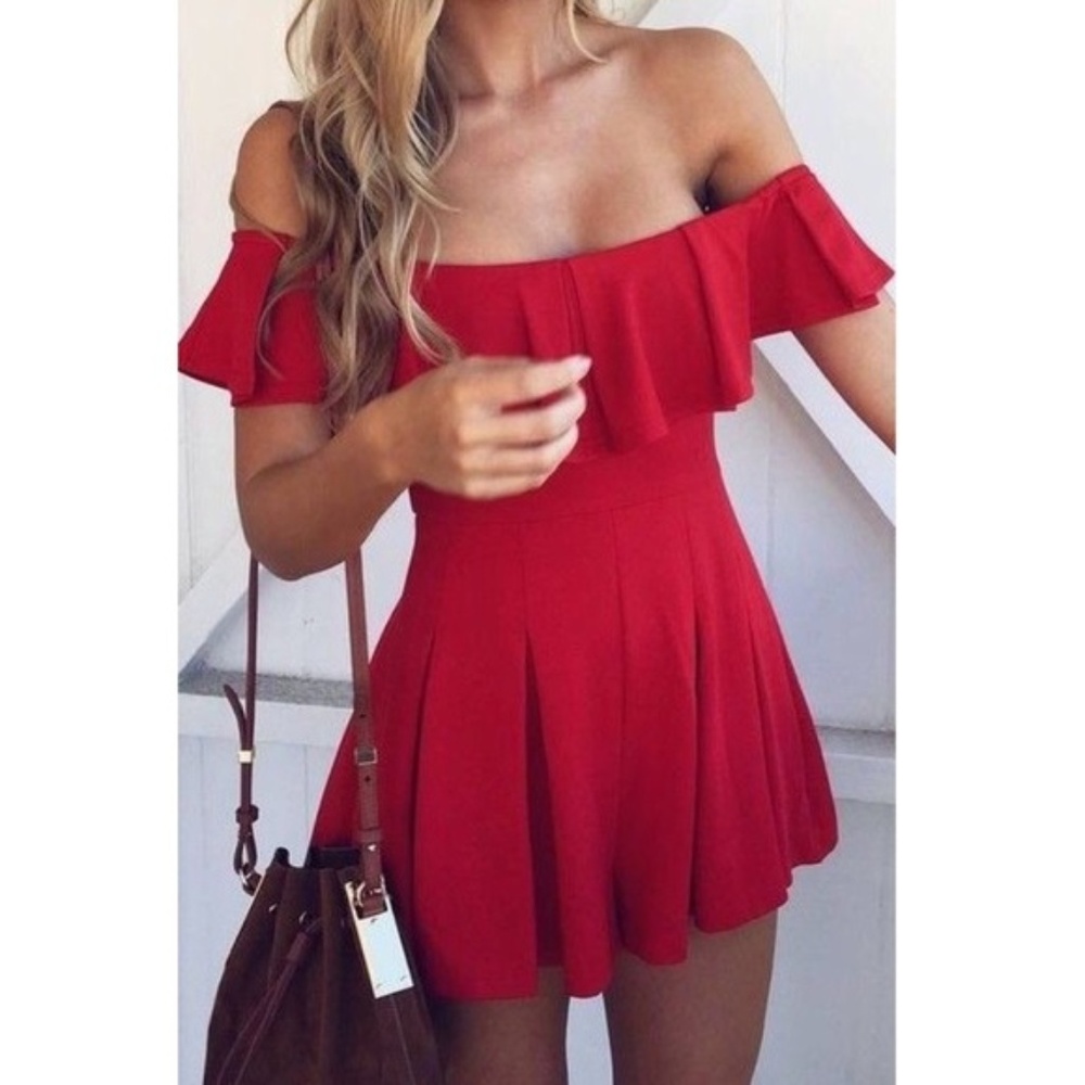 Mura Boutique London Calling Romper Playsuit, Red